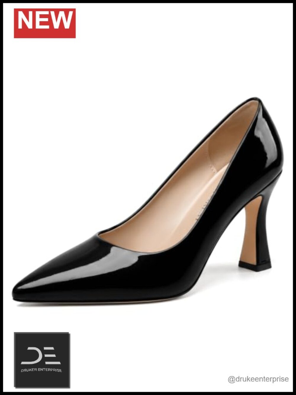 Women's Pointed Toe Stiletto Pumps High Heels Patent Leather Non-Slip